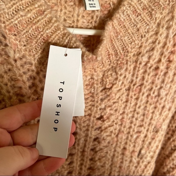 Topshop Pointelle Neppy Knitted Jumper Pink - Picture 11 of 13